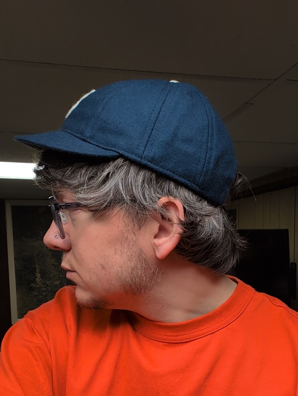 Ebbets Field Flannels Navy Wool Cap with White 'B' Patch - Picture 5 of 6